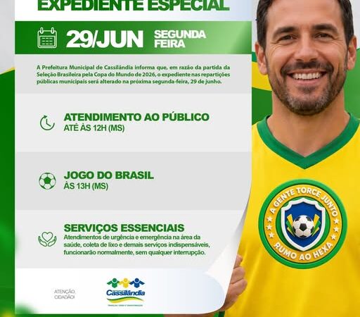 Cassilândia: Repartições municipais atendem até às 12h nesta segunda-feira (29