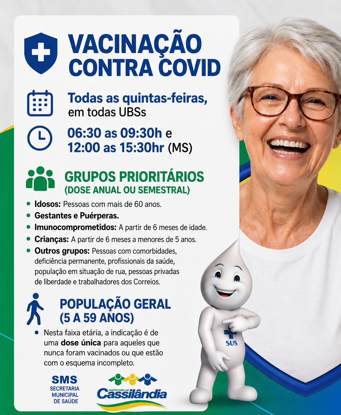 Vacinação Contra a Covid-19 segue disponível todas as quintas-feiras nas UBSs de Cassilândia