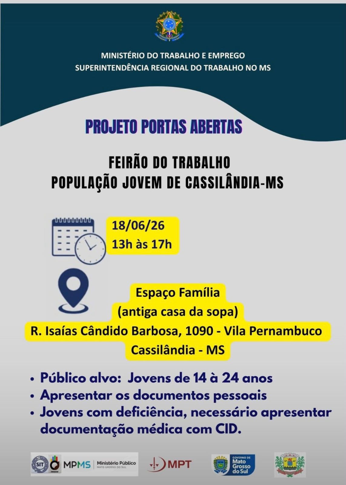 Feirão do Trabalho oferece oportunidades para jovens de Cassilândia