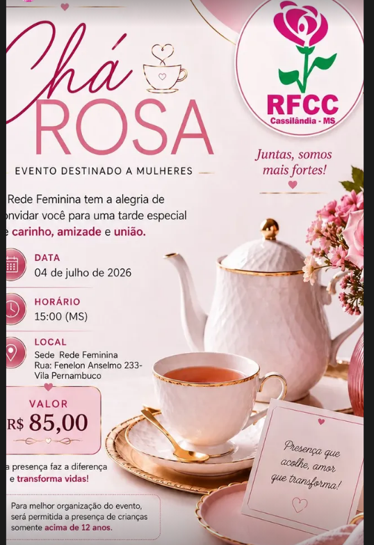 Chá Rosa promove tarde especial para mulheres em Cassilândia