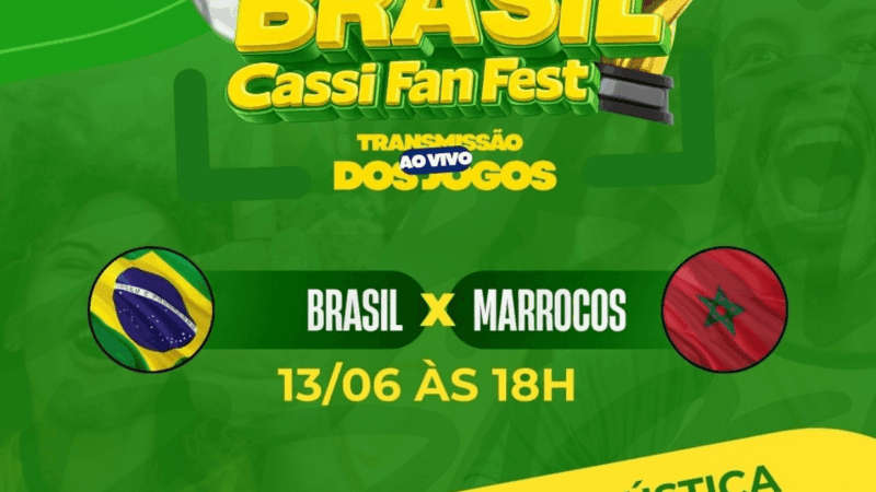 Cassilândia promove Fan Fest para transmissão de Brasil x Marrocos na Praça São José
