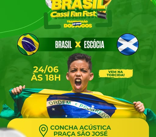 Cassi Fan Fest terá transmissão de Brasil x Escócia nesta quarta-feira