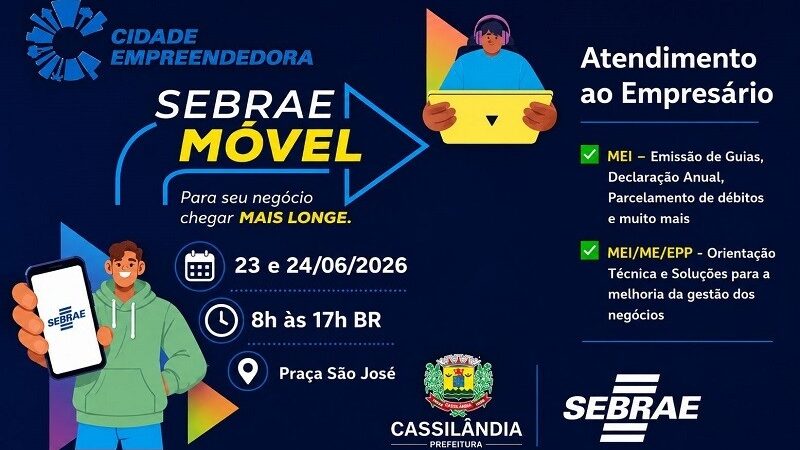 SEBRAE Móvel chega a Cassilândia com atendimento gratuito para fortalecer pequenos negócios
