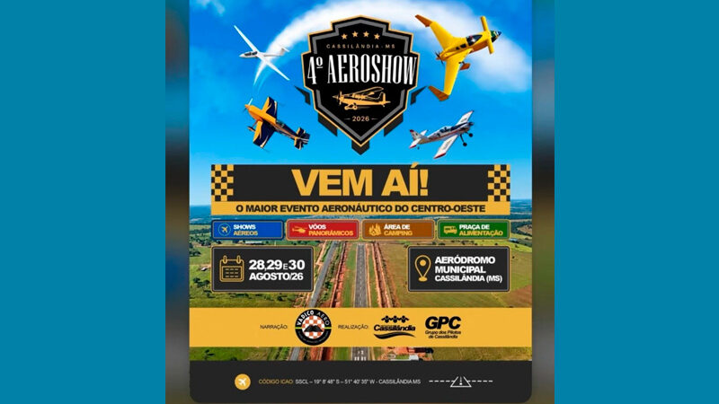 4º AeroShow promete movimentar Cassilândia com shows aéreos e atrações para toda a família