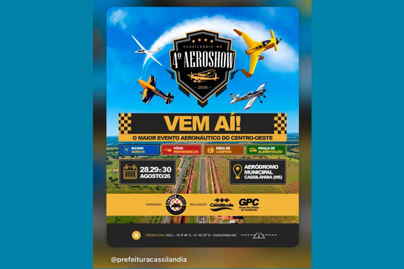4º AeroShow promete movimentar Cassilândia com shows aéreos e atrações para toda a família