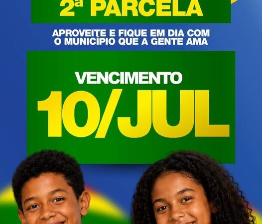 2ª parcela do IPTU 2026 vence nesta sexta-feira, 10 de julho