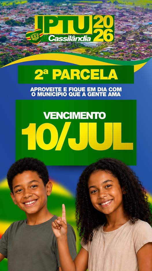 2ª parcela do IPTU 2026 vence nesta sexta-feira, 10 de julho