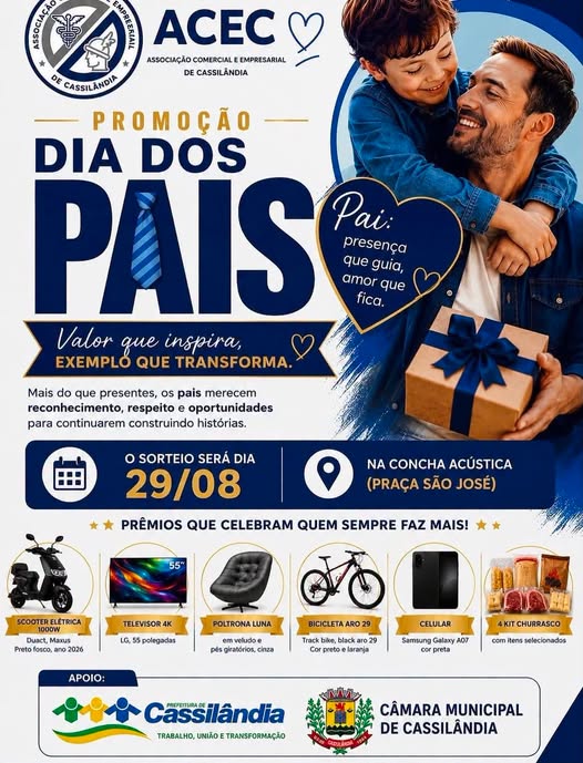 ACEC lança campanha especial de Dia dos Pais com apoio da Prefeitura e da Câmara Municipal