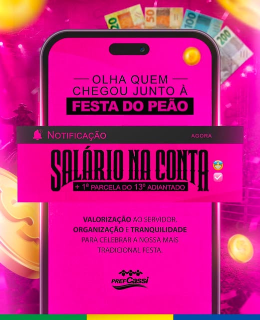 Servidores municipais recebem salário de julho e primeira parcela do 13º antecipada nesta quarta-feira (29)
