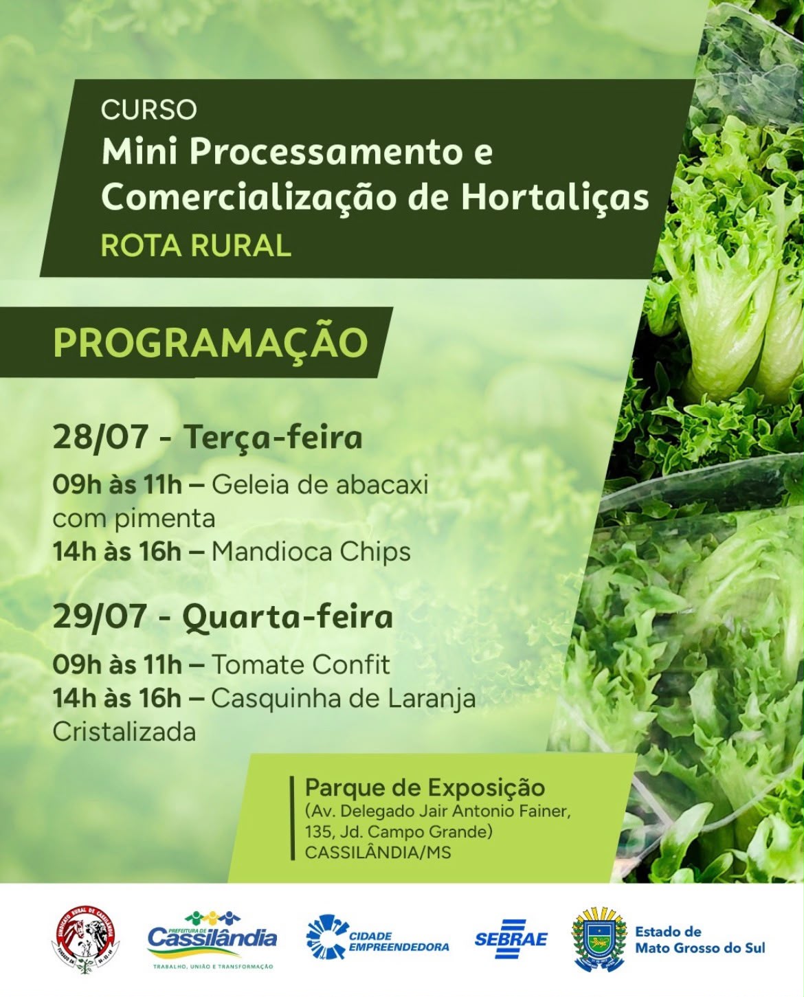 Projeto Rota Rural – Hortitruck oferece cursos gratuitos para agregar valor à produção rural em Cassilândia
