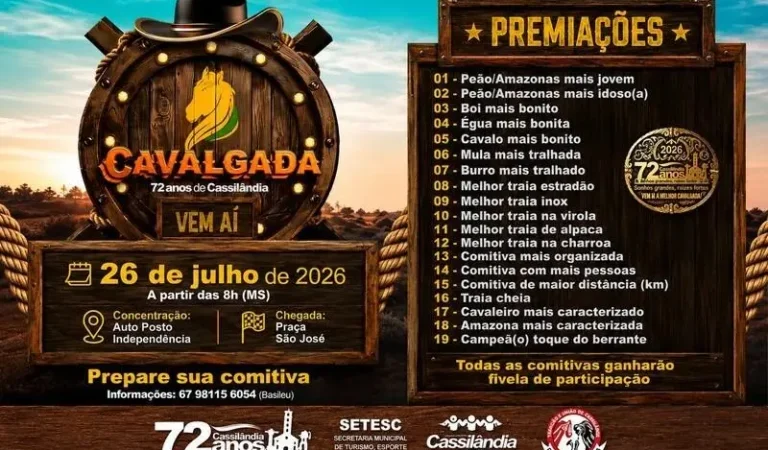 Contagem regressiva para a maior Cavalgada da região já começou em Cassilândia