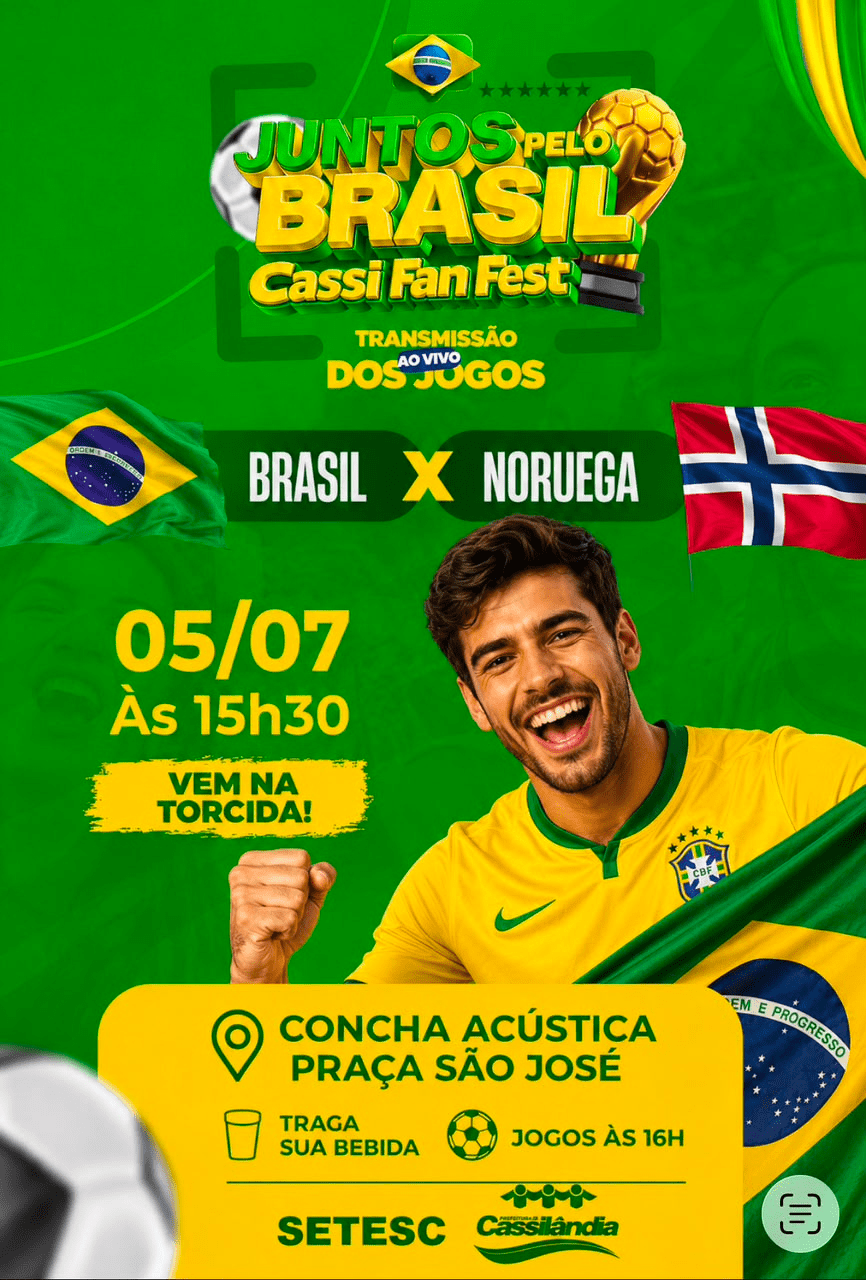 Cassilândia se prepara para torcer pelo Brasil nas oitavas de final da Cassi Fan Fest