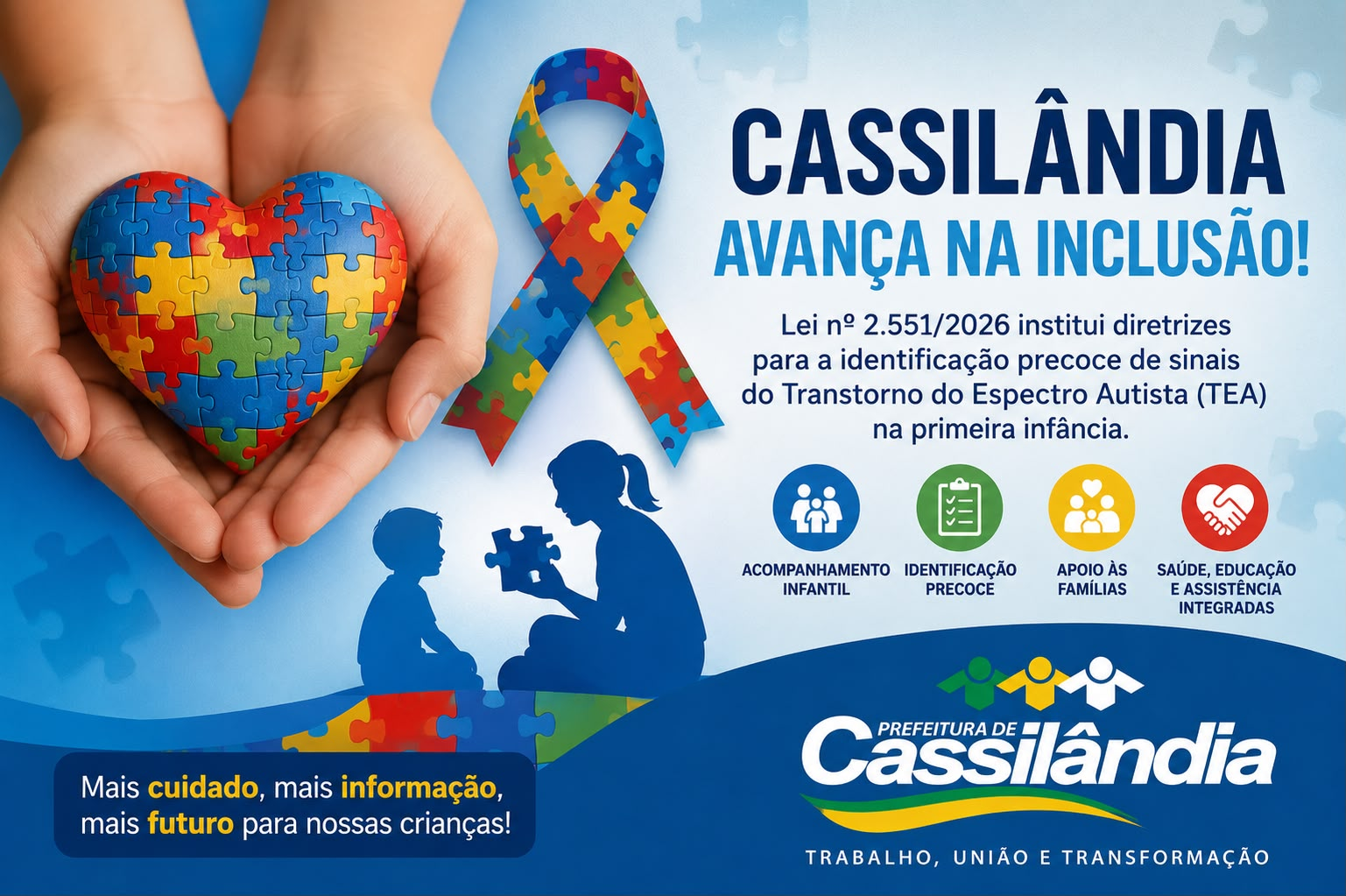 Prefeitura de Cassilândia sanciona lei que fortalece a identificação precoce do Transtorno do Espectro Autista na primeira infância