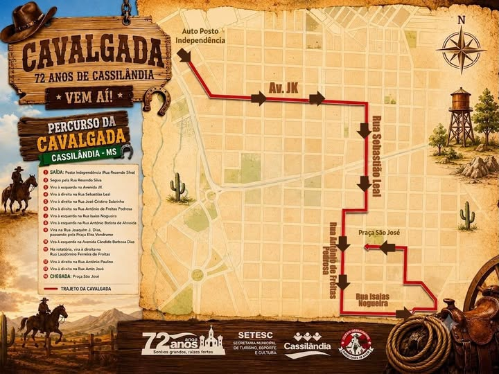 Cavalgada dos 72 anos de Cassilândia percorrerá as principais ruas da cidade neste domingo