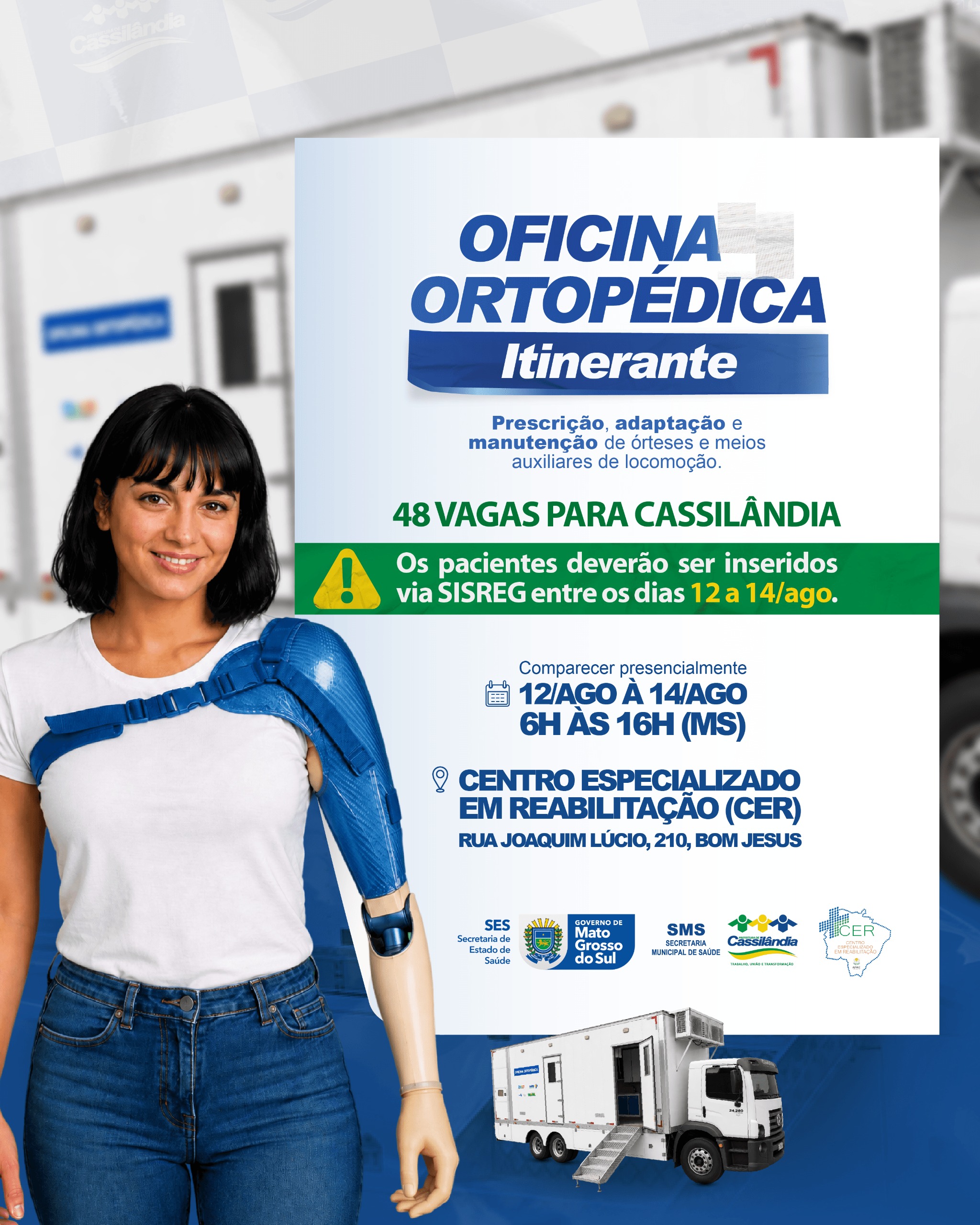 Cassilândia recebe Oficina Ortopédica Itinerante com 48 vagas para atendimento especializado