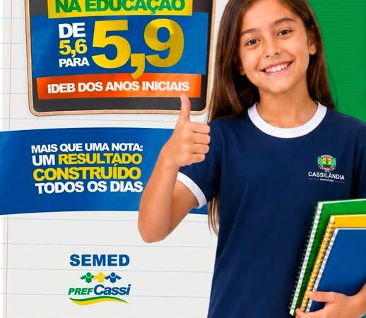 Cassilândia avança na educação e eleva nota do Ideb nos anos iniciais