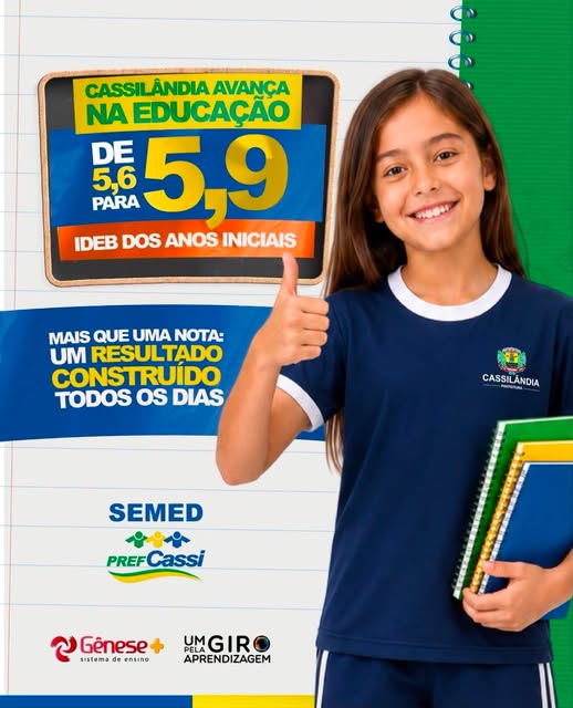 Cassilândia avança na educação e eleva nota do Ideb nos anos iniciais