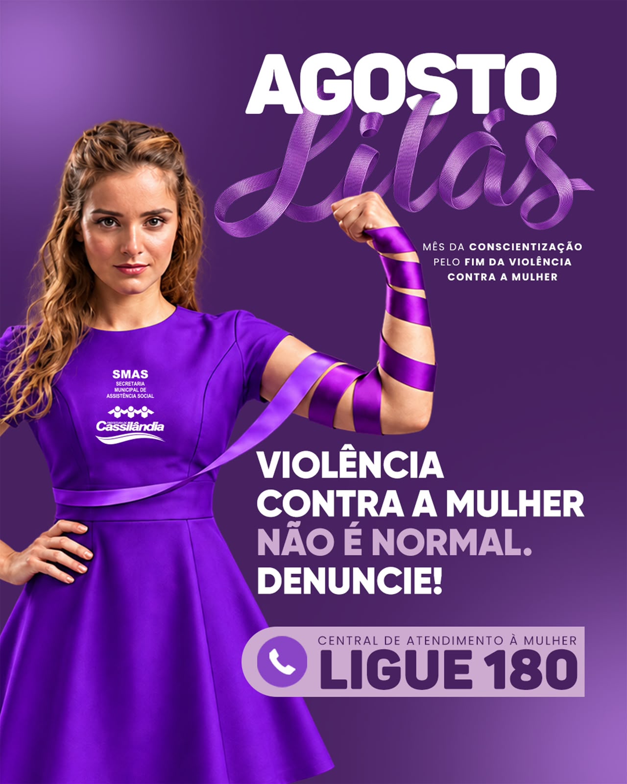 Prefeitura e Assistência Social reforçam campanha Agosto Lilás em Cassilândia