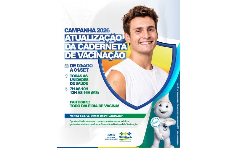 Prefeitura de Cassilândia realiza campanha de atualização da caderneta de vacinação