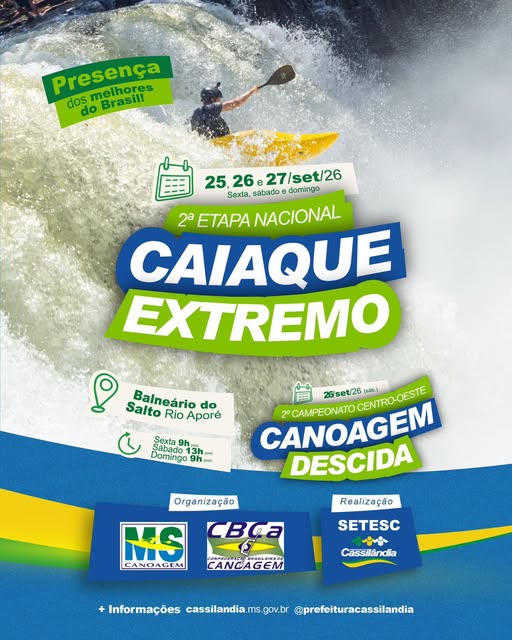 Prefeitura e SETESC promovem etapa nacional de Caiaque Extremo em Cassilândia