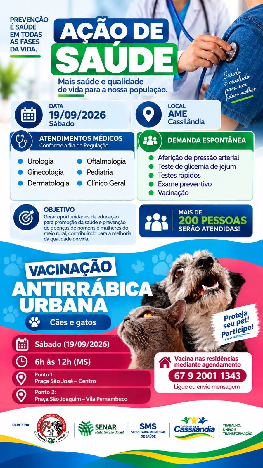 Secretaria Municipal de Saúde de Cassilândia mantém ações durante todo o fim de semana