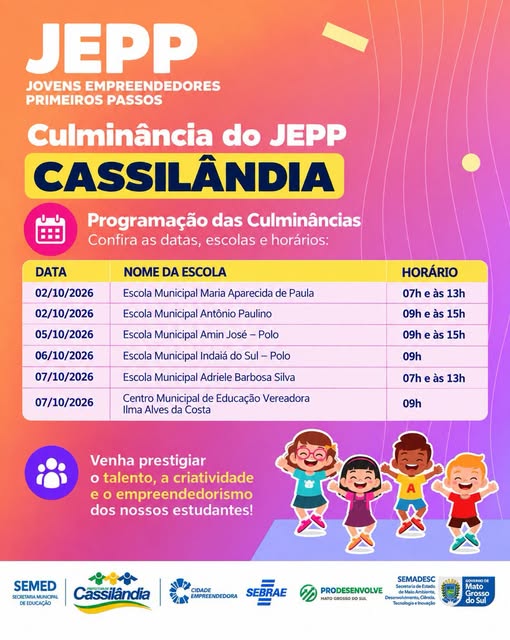Prefeitura de Cassilândia realiza culminâncias do JEPP nas escolas municipais