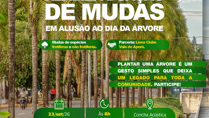 SEDEMA realizará doação de cerca de 50 mudas em ação alusiva ao Dia da Árvore