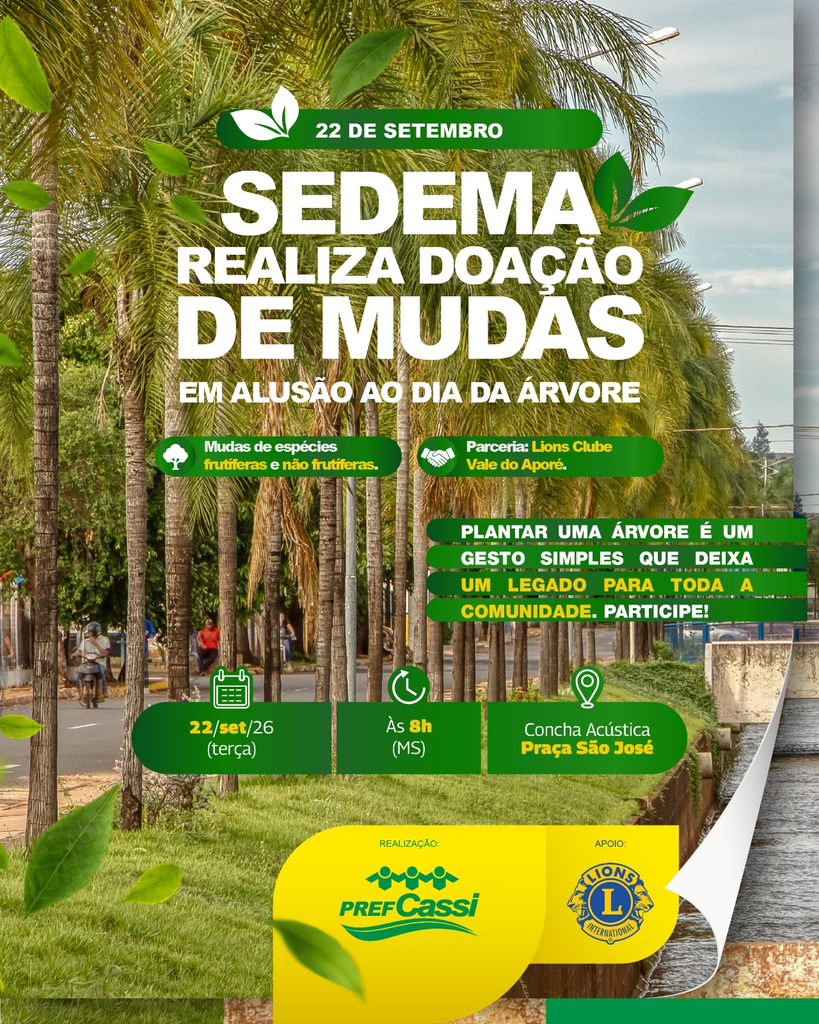 SEDEMA realizará doação de cerca de 50 mudas em ação alusiva ao Dia da Árvore
