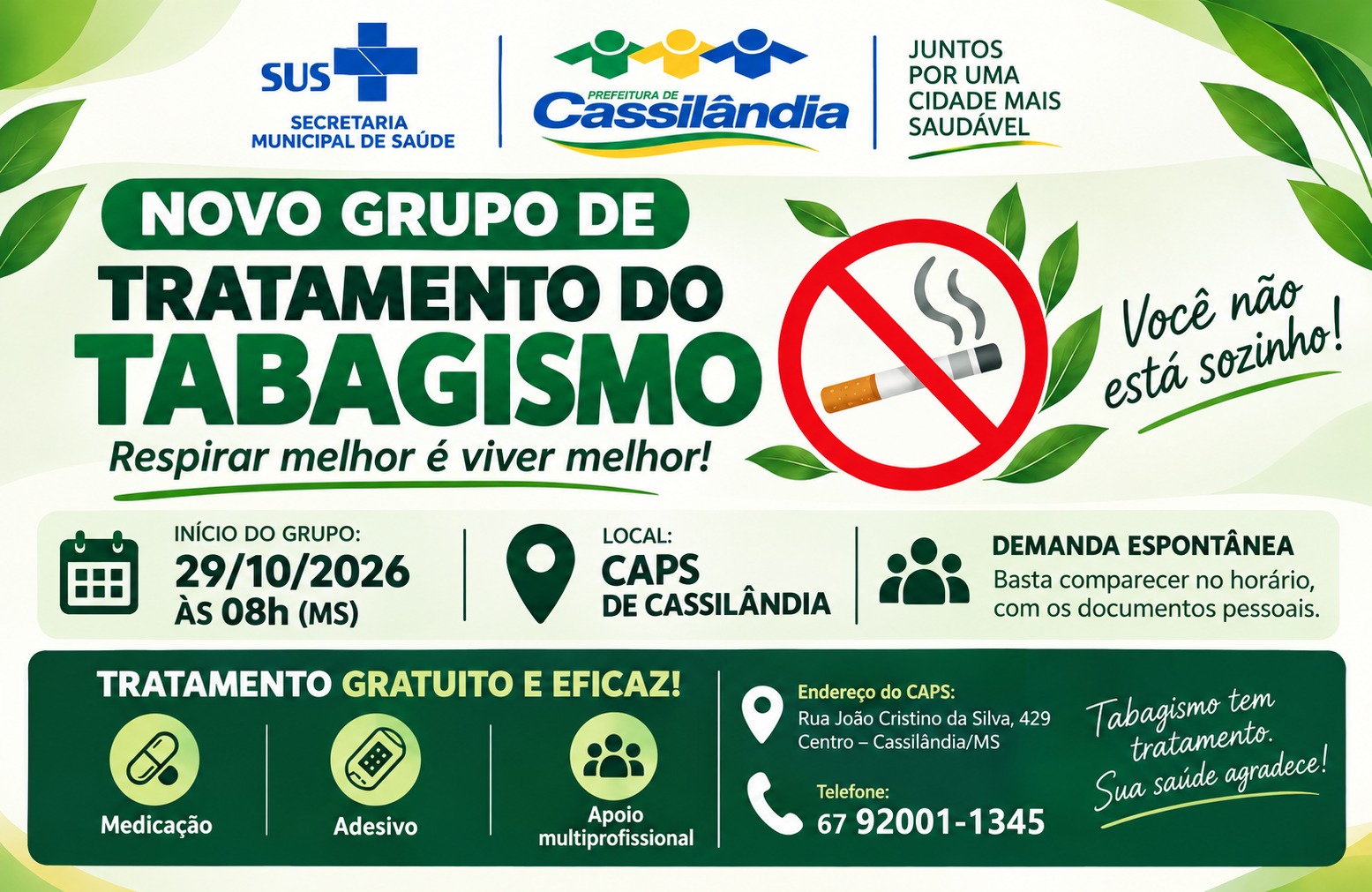Saúde de Cassilândia inicia novo grupo de combate ao tabagismo