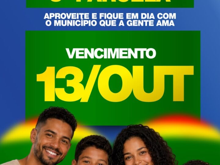 5ª parcela do IPTU 2026 vence nesta terça-feira em Cassilândia