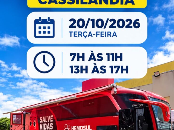 Campanha de doação de sangue será realizada em Cassilândia no dia 20 de outubro