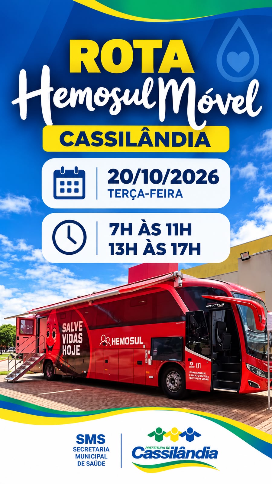 Campanha de doação de sangue será realizada em Cassilândia no dia 20 de outubro