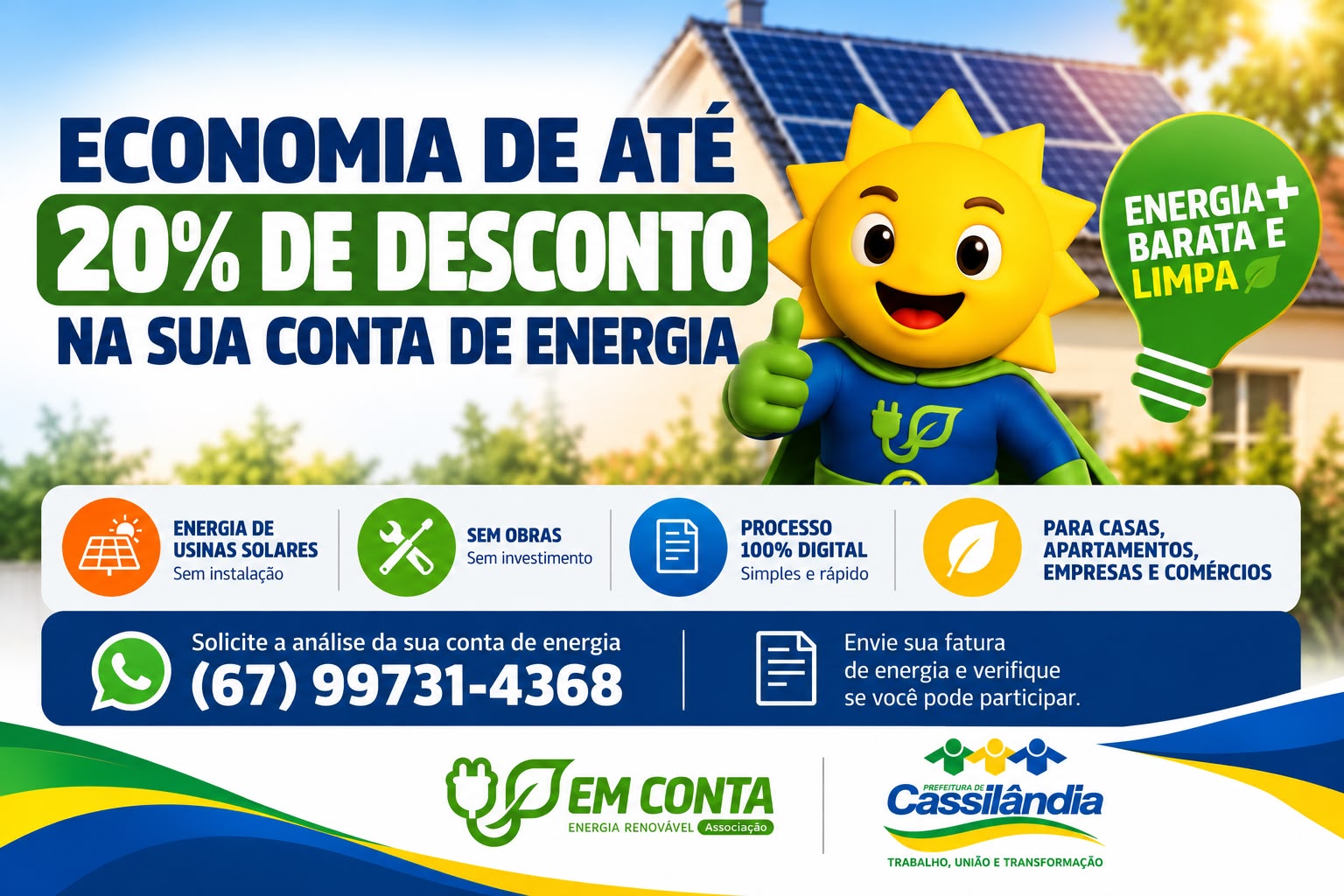 População ainda pode solicitar desconto de até 20% na conta de energia