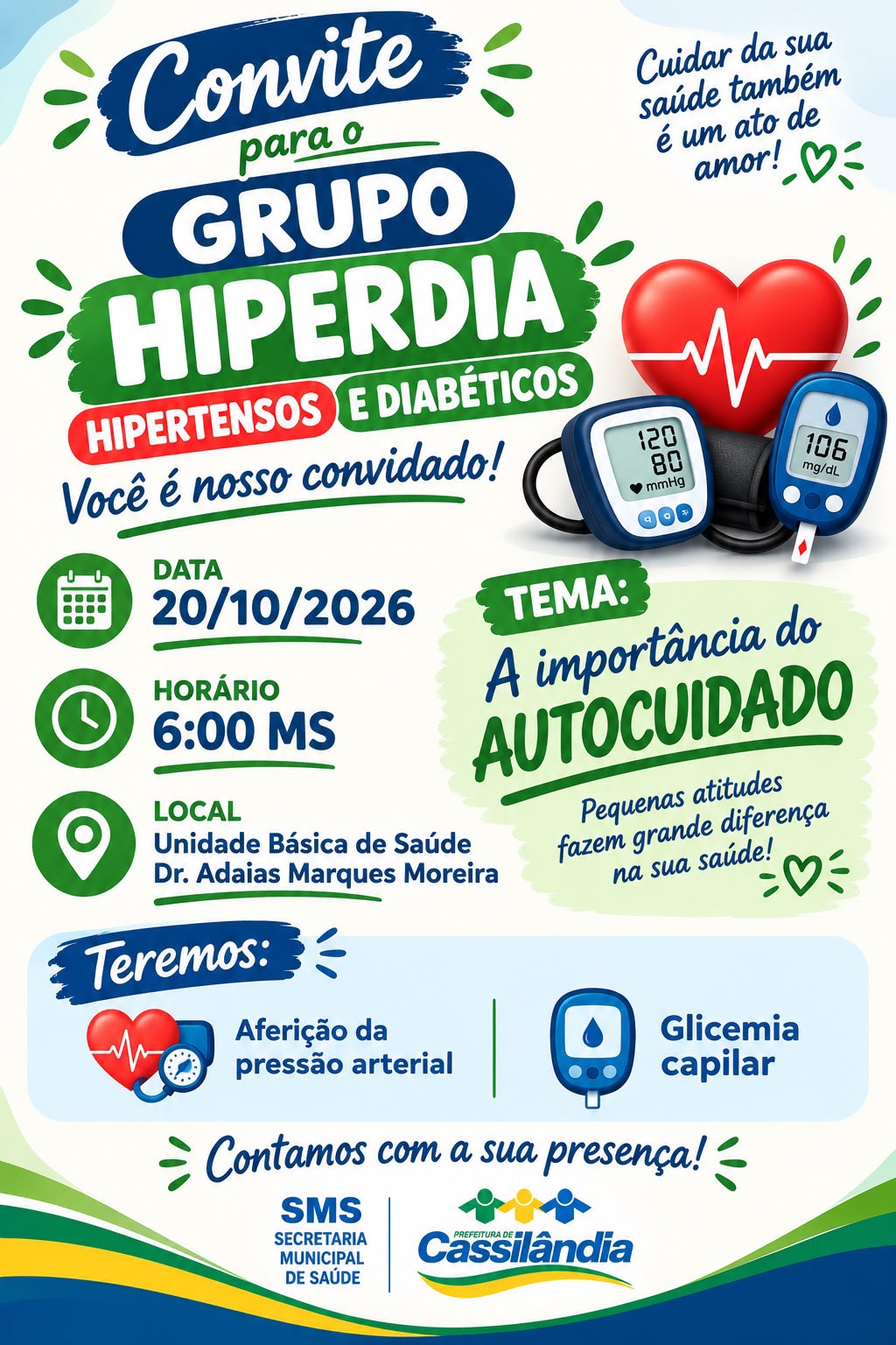Grupo Hiperdia promove encontro sobre a importância do autocuidado em Cassilândia