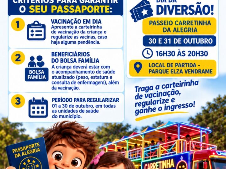 Regularize seu cartão de vacina e venha garantir o seu Passaporte da Alegria