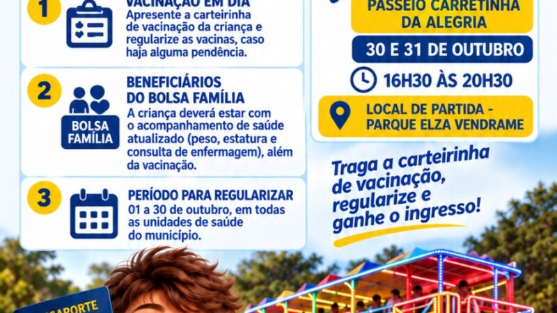 Regularize seu cartão de vacina e venha garantir o seu Passaporte da Alegria