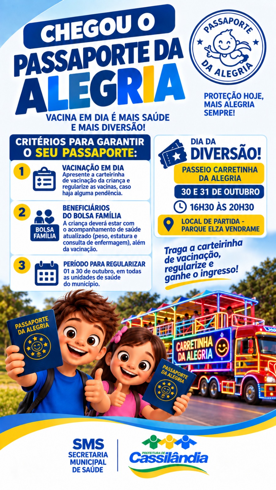 Regularize seu cartão de vacina e venha garantir o seu Passaporte da Alegria