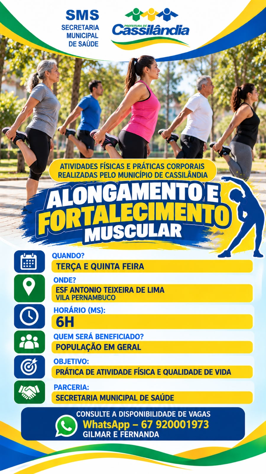 Cassilândia amplia oferta de atividades físicas e investe na saúde e qualidade de vida da população